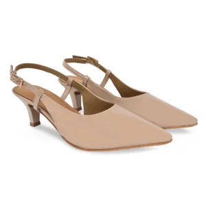 Rocia By Regal Taupe Women Patent Sling Back Pumps