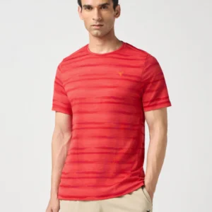 Men Jacquard Slim Fit Crew Neck T-shirt with DOUBLE COOL